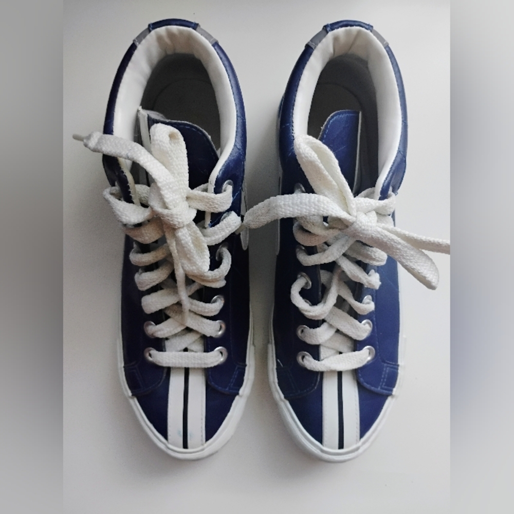 VINTAGE Blue Converse C-Star Racer Mid Synthetic Athleisure Sneakers • Women's 8 - Picture 3 of 14